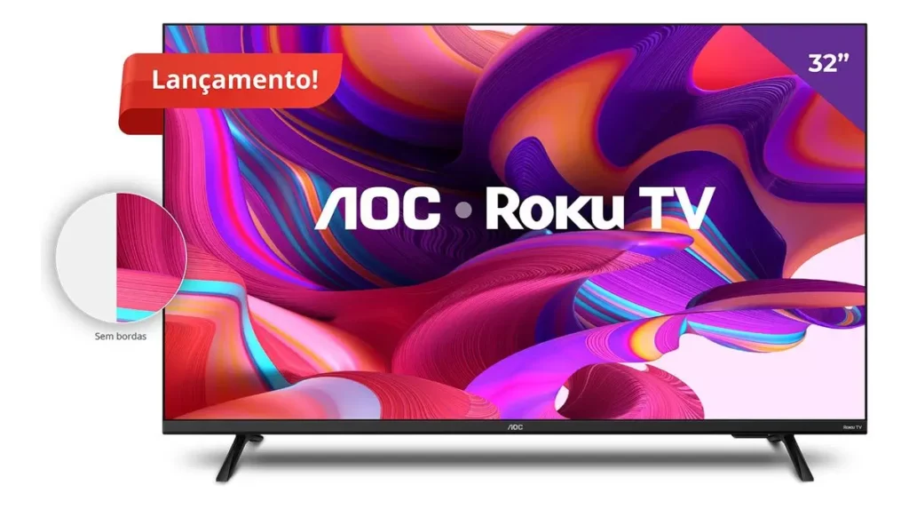 Smart TV LED HD 32” AOC com Sistema Roku TV – Wi-Fi e HDMI